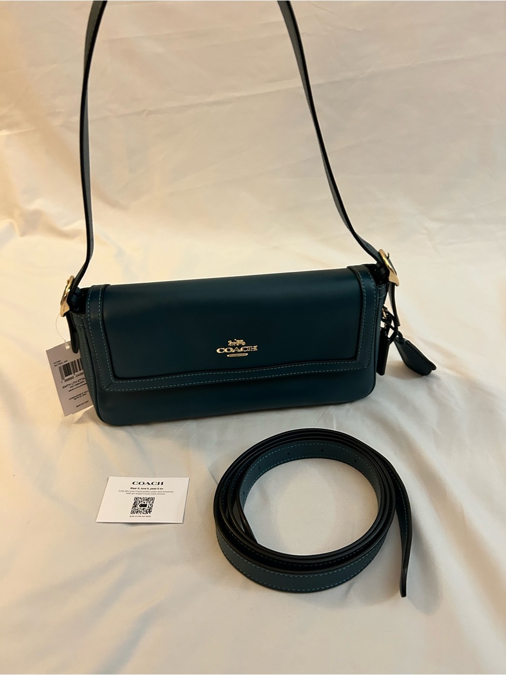 Coach Etta Small Flap in Teal - Picture 11 of 12